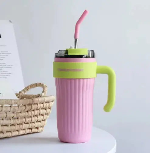 Straw Handle Thermos Cup My Store