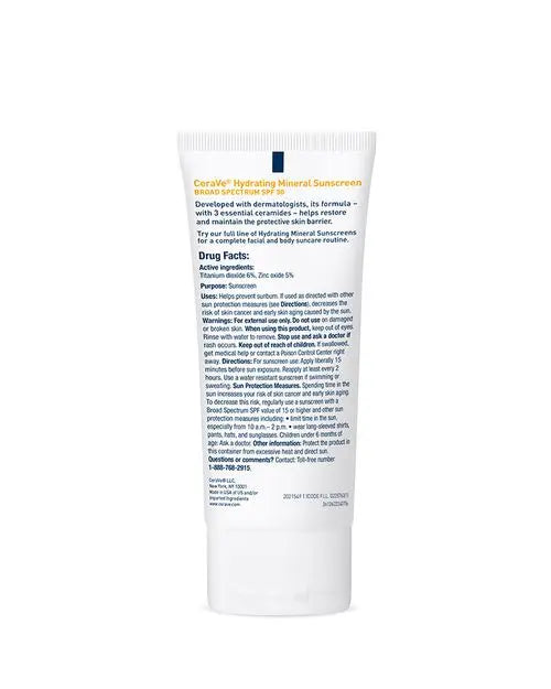 CERAVE Hydrating Mineral Sunscreen SPF 30 Face Lotion