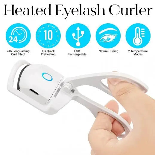 Electric Heated Eyelash Curler, Quick Heating and Long Lasting for Natural False Eyelashes, USB Rechargeable DexKea