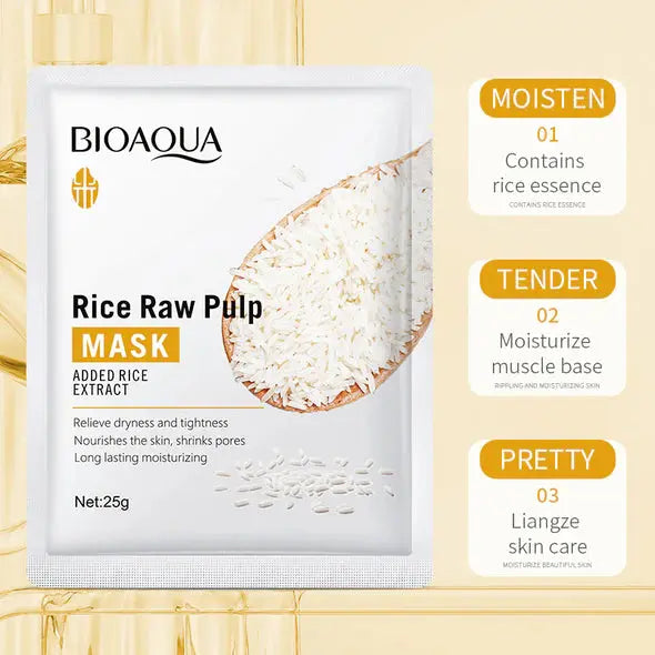 BIOAQUA Rice Raw Pulp Moisturizing Face Mask Sheet(20Pcs) DexKea