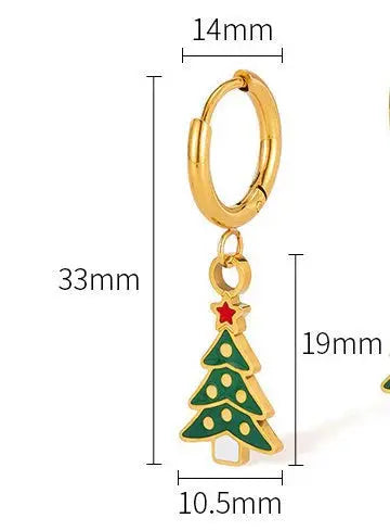 Christmas Element Earrings Female Fashion Stainless Steel DexKea