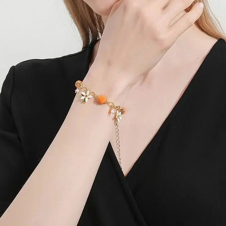 Cute Sweet Temperament Orange Flower Gardenia Bracelet DexKea