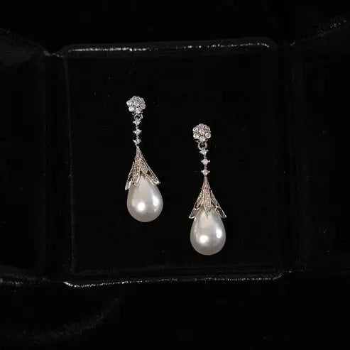 Shining Water Drop Pearl Earrings