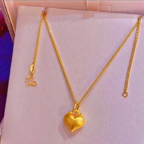 Heart Love Heart Pendant Necklace Brass Gold Plated