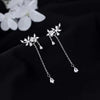 Sterling Silver Diamond Flower Long Women's Earrings DexKea