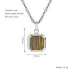 Titanium Steel Hip-hop Turquoise Square Pendant Necklace DexKea