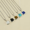 Titanium Steel Hip-hop Turquoise Square Pendant Necklace DexKea