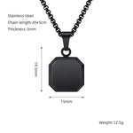 Titanium Steel Hip-hop Turquoise Square Pendant Necklace DexKea